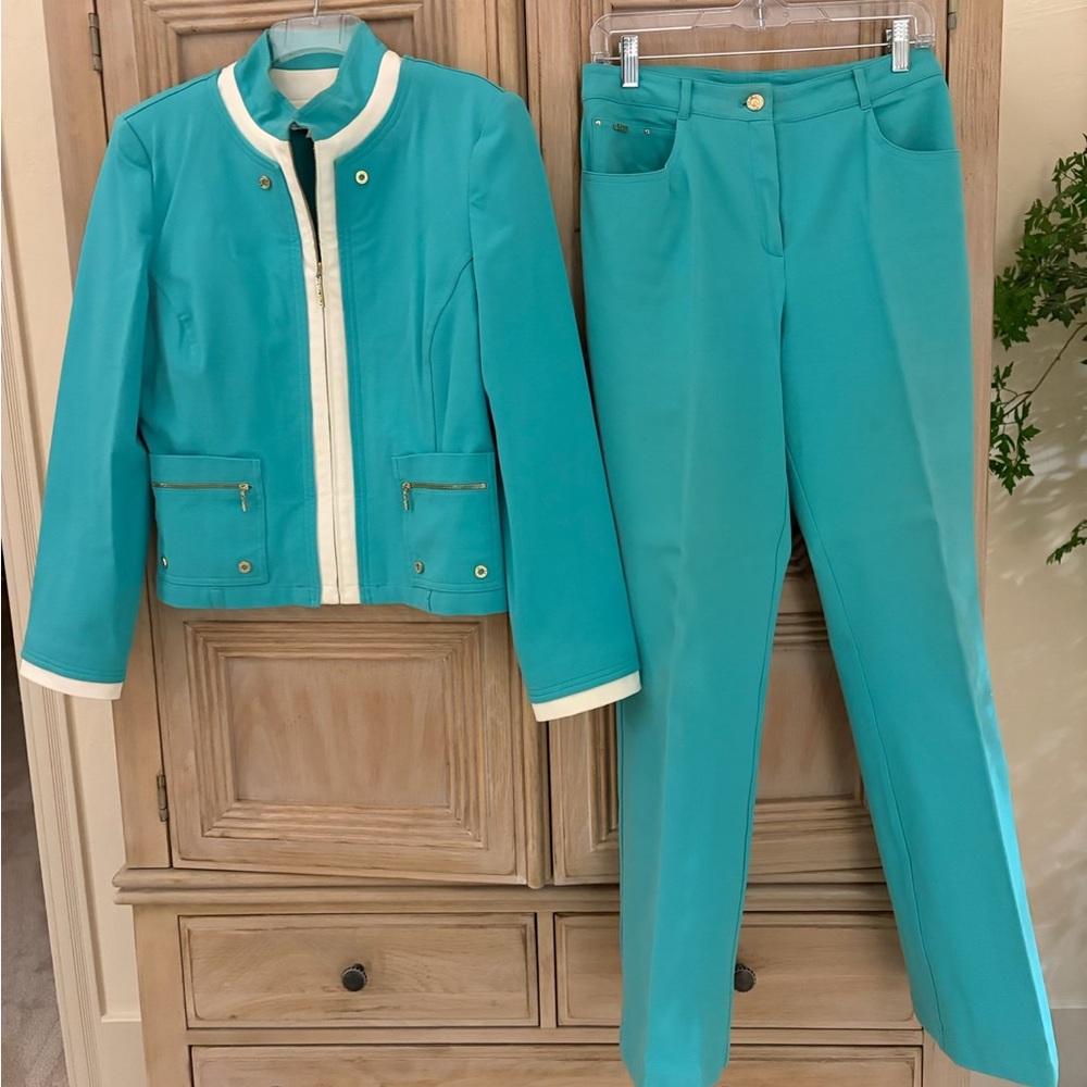 St. John Sport by Marie Gray Teal and White Ensemble